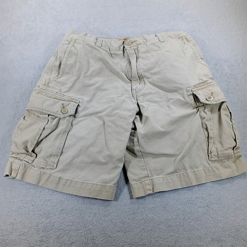 GH Bass Mens Earth Cargo Shorts Khaki 32 Cotton Utility Pockets